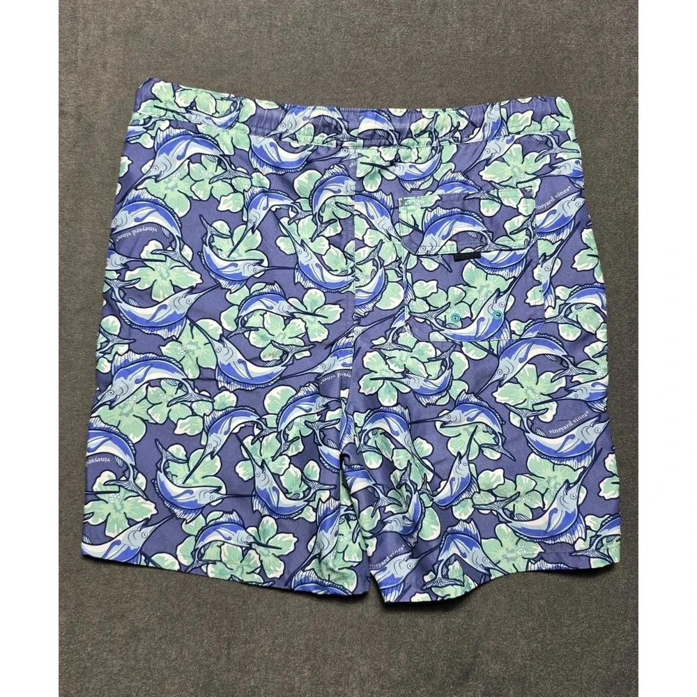 Vineyard Vines Men's Swordfish Swim Trunks Size Lg‎ Colorful Lined Beach Travel